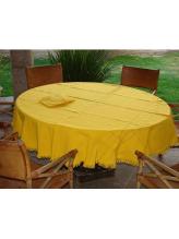 Cotton Tablecloth with napkins Solid Yellow 78'' Round (6 people)